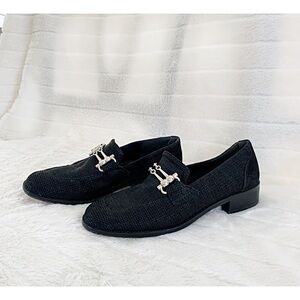 VNTG Italian Woven Horsebit Loafers BlK Suede & Leather Men’s 5M / Women’s 6.5–7
